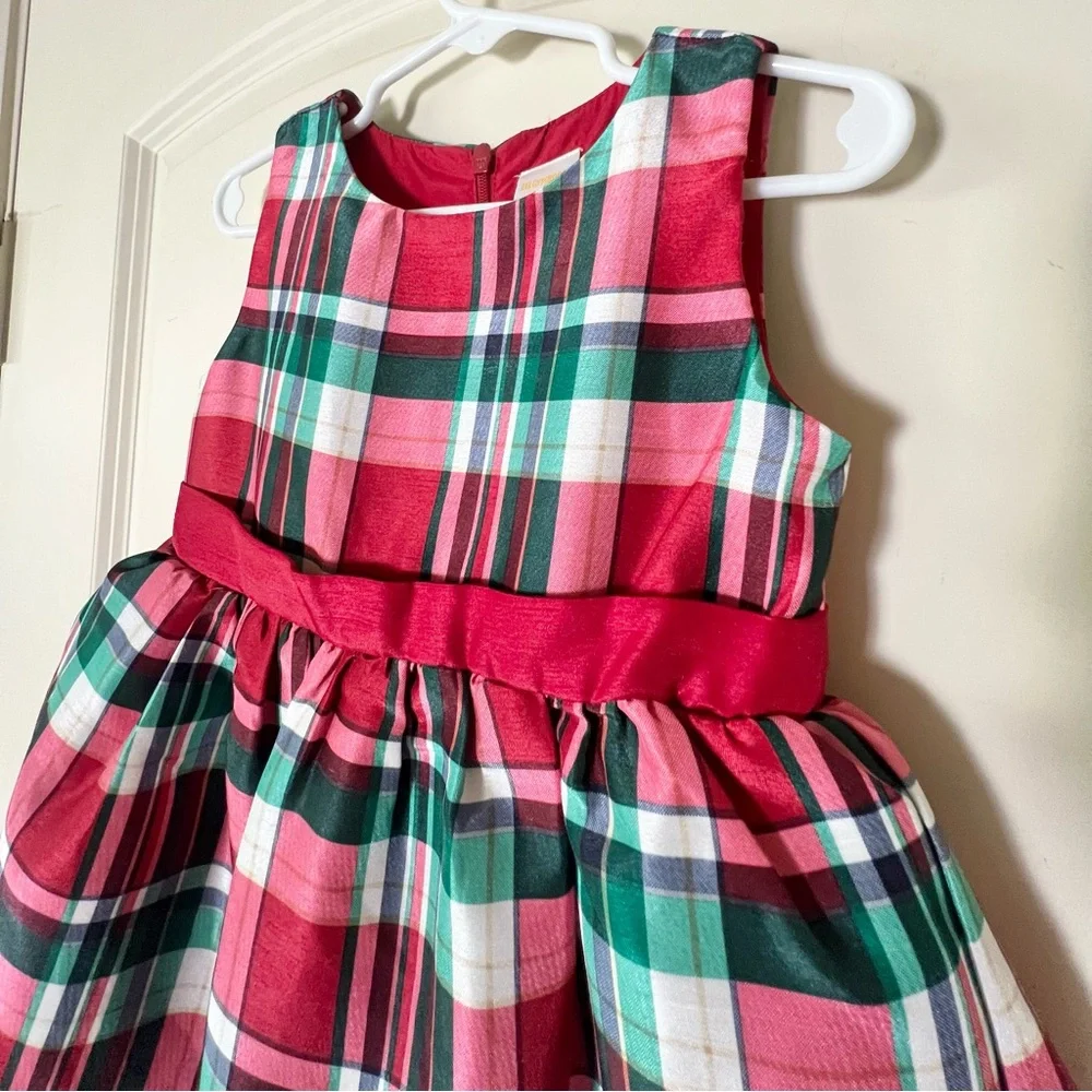 Gymboree Girls 3T Christmas Plaid Holiday Dress Red Green Tartan Tulle Bow